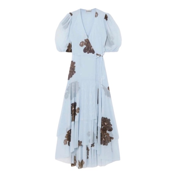 Ganni Authentic light blue mesh wrap dress size 0-2 - Picture 1 of 5